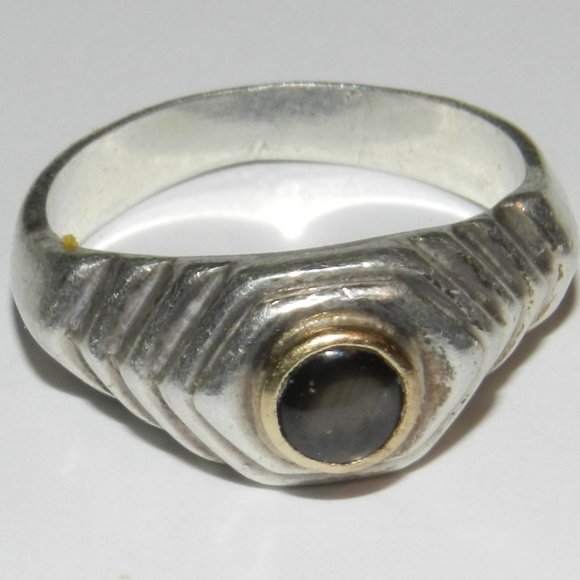 Women's Vintage Antique Tribal Old Sterling Silver Ring Pearl Gemstone - Picture 5 of 8